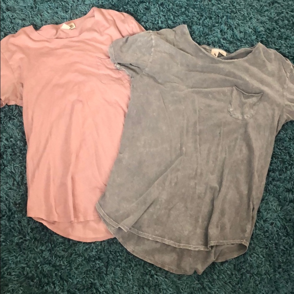 Lot of 2 long pocket tees